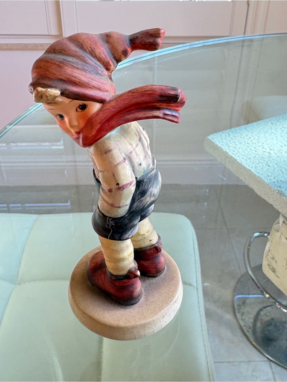 Hummel Hand-Painted Child Figurine in Red and Cream with Black Accents